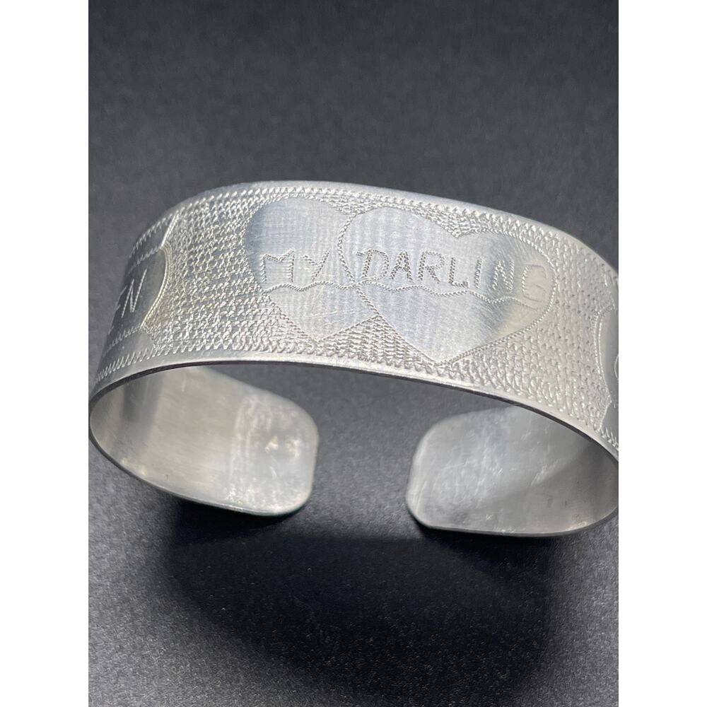 Women’s WW ll Trench Art Cuff Bracelet Aircraft Aluminum Bremerhaven Germany
